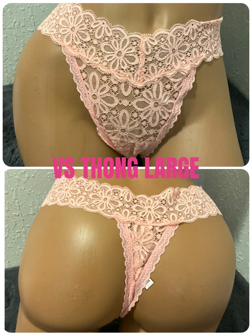 Victoria's Secret Pale Pink Floral Lace Thong